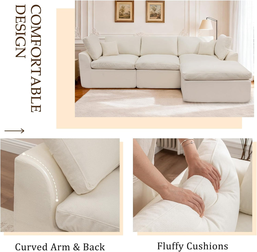 Korser 110" Cloud Sectional Couches for Living Room, Modern Modular Sect...