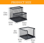 Pencil Holder for Desk, Dual-Compartment Mesh Desk Organizer Set, 2-Piece Set Black Pen Storage Holder & Post It Organizer for Home Office Desk Supplies