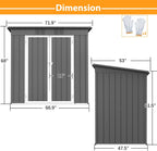 4x6ft Metal Shed Outdoor Storage Shed,Metal Steel Utility Tool Shed Storage House with Double Lockable Doors and Air Vent for Backyard Garden Patio Lawn Gray