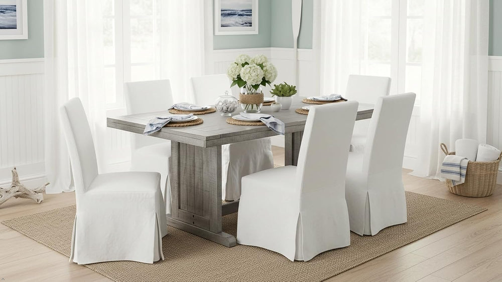 Pemberly Row Contemporary Wood Rectangular Dining Table, Gray Finish, 30'...