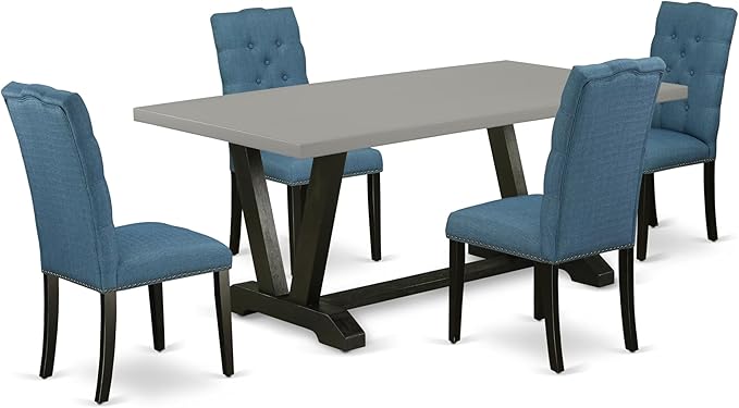 East West Furniture V697EL121-5 5 Piece Dinette Set Includes a Rectangle Dini...