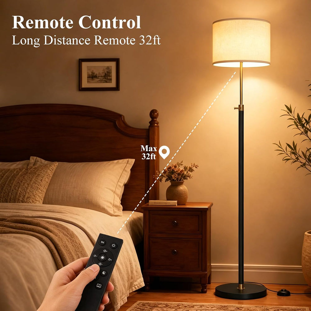 Floor Lamp Height Adjustable with Remote for Living Room and Bedroom Black