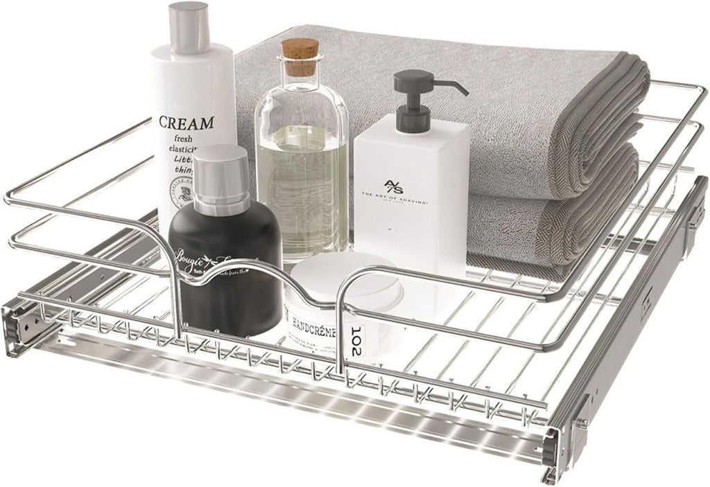 Rev-A-Shelf Kitchen Cabinet Pullout Shelf and Drawer Organizer Slide Out Pantry Storage Basket in Multiple Sizes, 18 x 20 In, 5WB1-1820CR-1