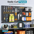 PVC Slat Wall Paneling 4x8 ft, Garage Organizer Storage System, Black Slatwall Panels for Garage Organization Product, Heavy Duty Wall Mounted Tool Storage for Home