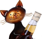Cat Decor Wine Holder Wine Rack Wine Bottle Holder Wine Cat, Gift for Halloween and Christmas,Cat Gifts for Cat Lovers………… (Dark Brown)