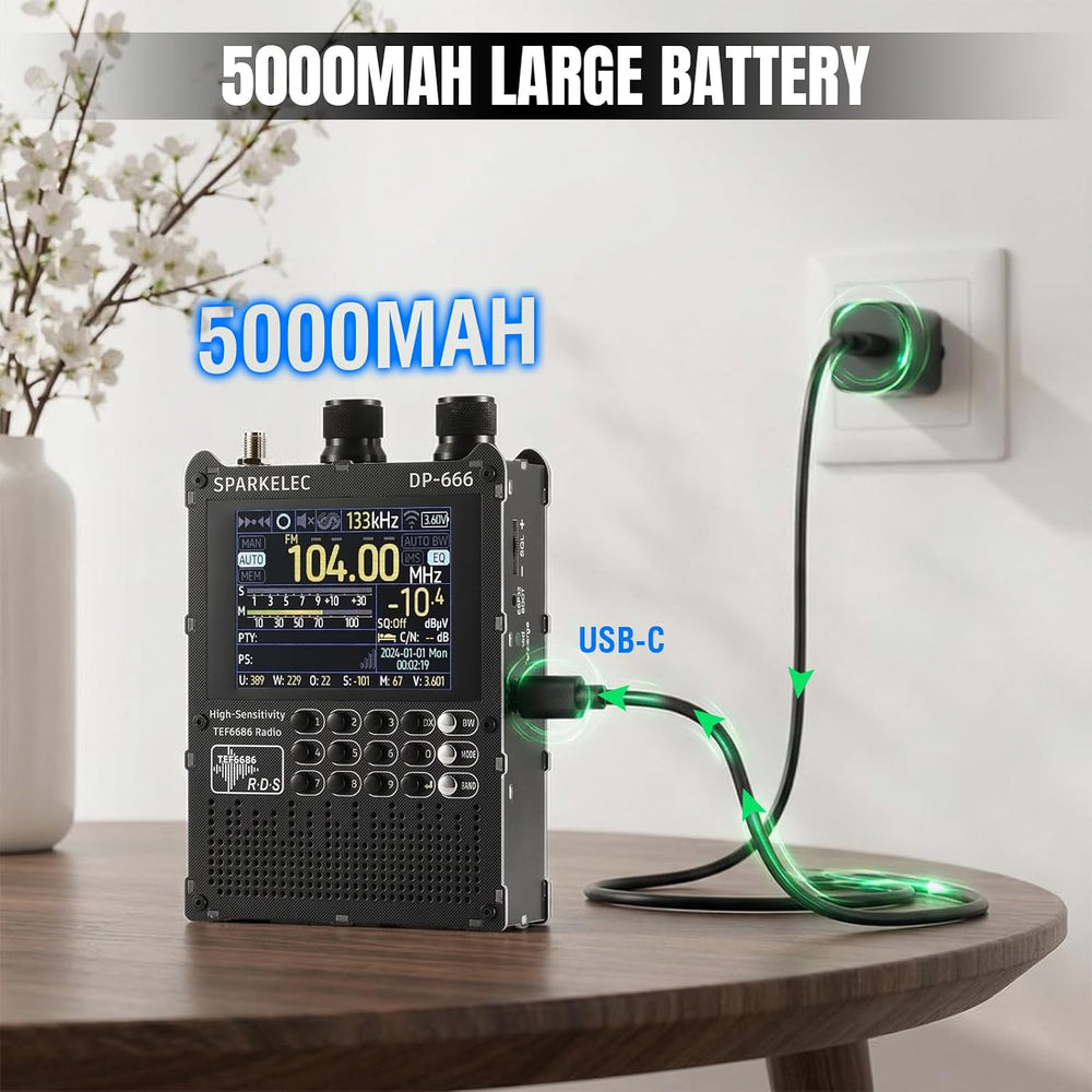 DP-666 Full Band DSP Radio with TEF6686 Chip, Professional AM/FM/LW/MW/SW RDS...