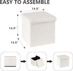 Folding Storage Ottoman Cube - Small Footrest with Sherpa Top, Multi-Functional Storage for Bedroom, Living Room,White