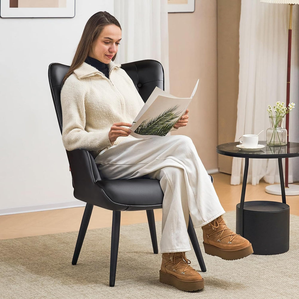 Furniliving PU Leather Accent Chair for Living Room, Upholstered Reading Chai...