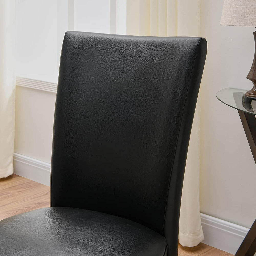 Set of 2 Black Dining Chairs, Modern Upholstered Parsons Chairs with Wooden L...