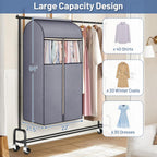 SLEEPING LAMB 54'' Hanging Garment Bags for Closet Storage Sealed Completely Jackets Coats Suits Clothes Rack Cover for Wardrobe with Clear PVC Window, 2 Packs, Grey(Hanging Rod Not Included)