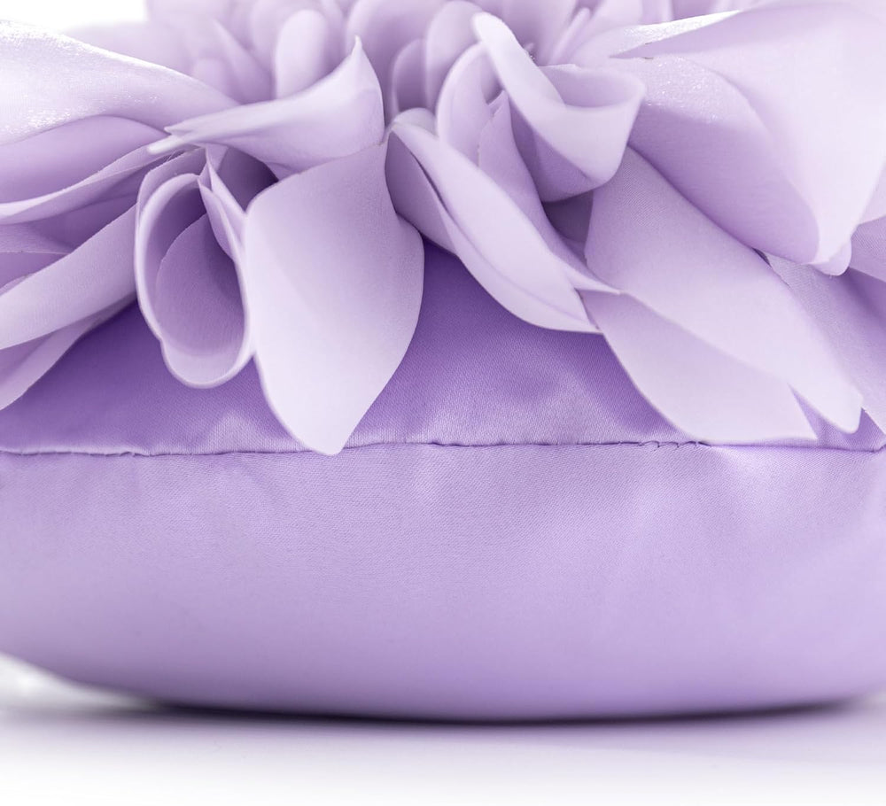 3D Flower Round Decorative Throw Pillow for Bed Couch 14 Inch Lavender