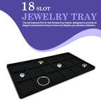 Novel Box 5 Pack 18-Slot Black Liner Jewelry Storage Tray Inserts 14.75x8.25x1 Inches - Jewelry Organizer Pad for Drawers & Store Displays - Jewelry Display Pads for Rings Earrings & Pendants