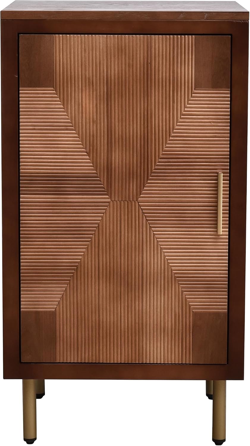 eHemco Modern End Table with Storage, Two-Toned Ribbed Parquet Design, 17 x 1...
