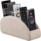 Leather TV Remote Control Holder with 5 Compartments Remote Caddy Desktop Organizer for Storage TV, DVD, Blu-Ray, Media Player, Heater Controllers