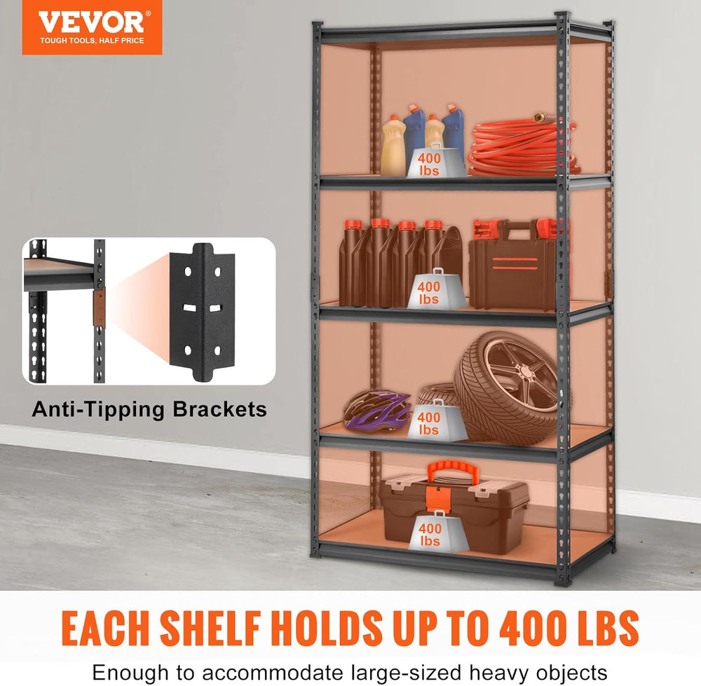 VEVOR Storage Shelving Unit, 5-Tier Adjustable, 2000 lbs Capacity, Heavy Duty...