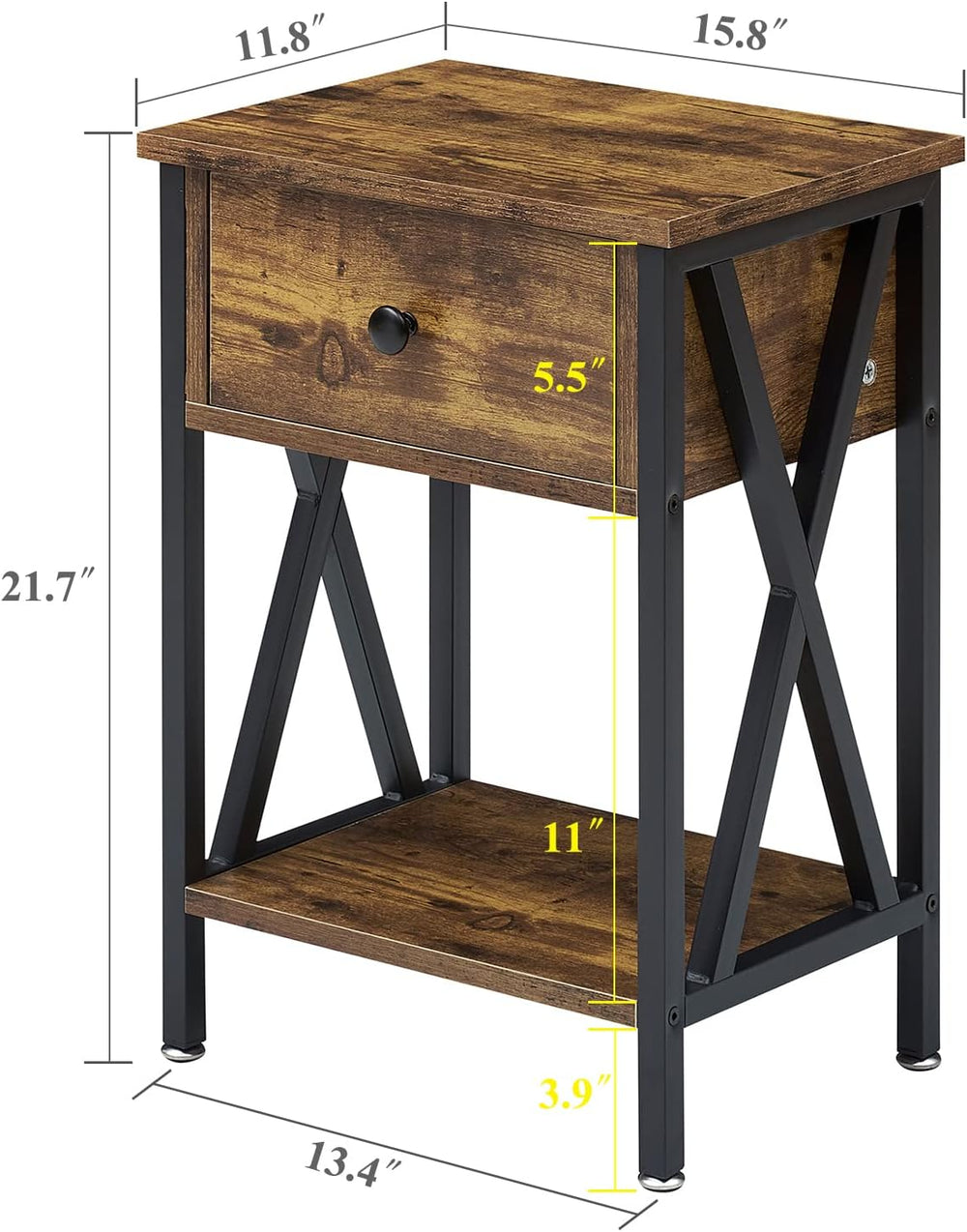 VECELO Nightstand,Modern Bedside End Table, Night Stand with Drawer and Stora...