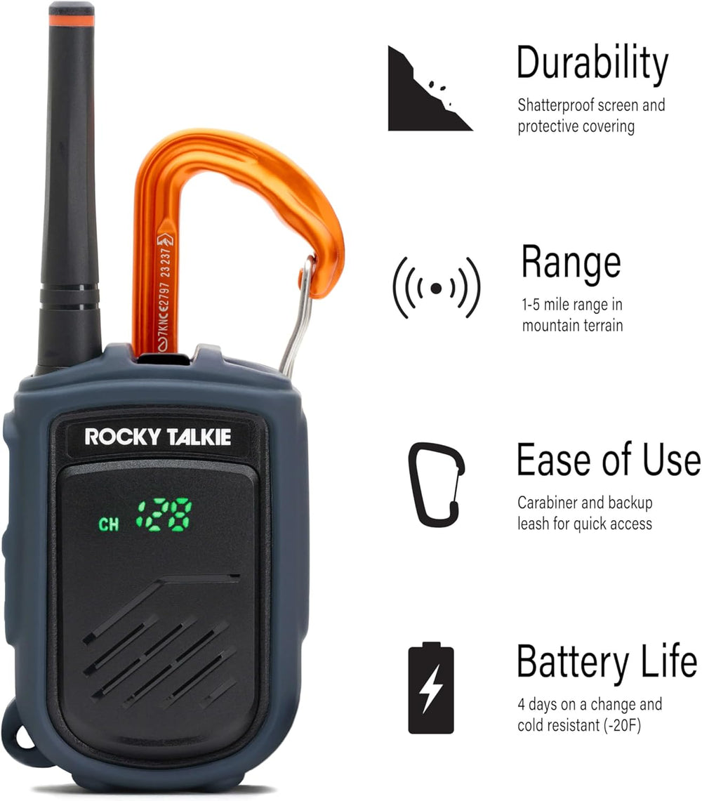 Mountain Radio - Long Range Walkie Talkie, FRS Handheld Radio, 4 Day Battery ...