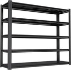 Industrial Storage Rack Heavy-Duty Steel Shelving Unit Multi-Purpose Garage Organization System Black 5-Tier 84" H x 62" W x 23.5" D