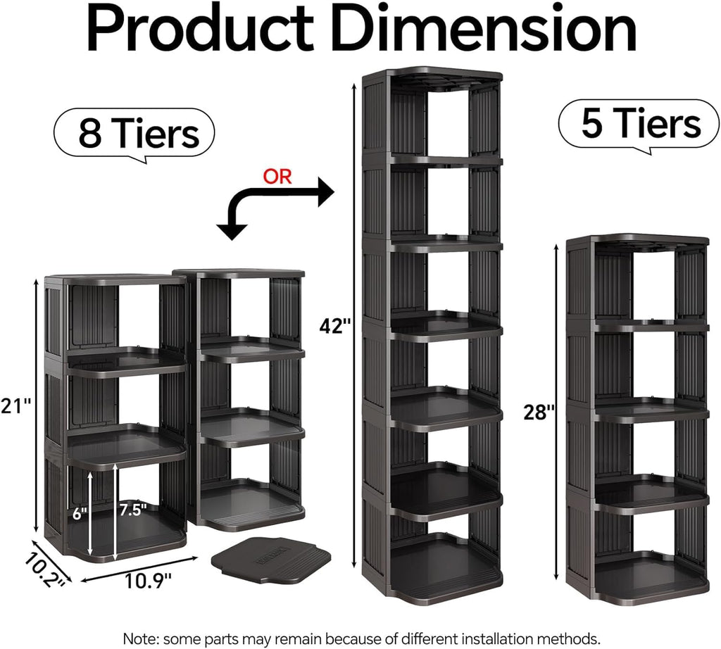 Shoe Racks for Closet, 5 Tiers Stackable Shoe Rack for Front Door Entrance Free Standing Plastic Shoe Stand Narrow Tall Vertical Shoe Rack, Closet Shoe Organizer for Small Spaces Shoe Storage