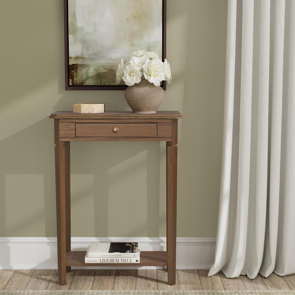 East at Main Marnie Natural Narrow Console Table for Entryway with Drawer | 2...