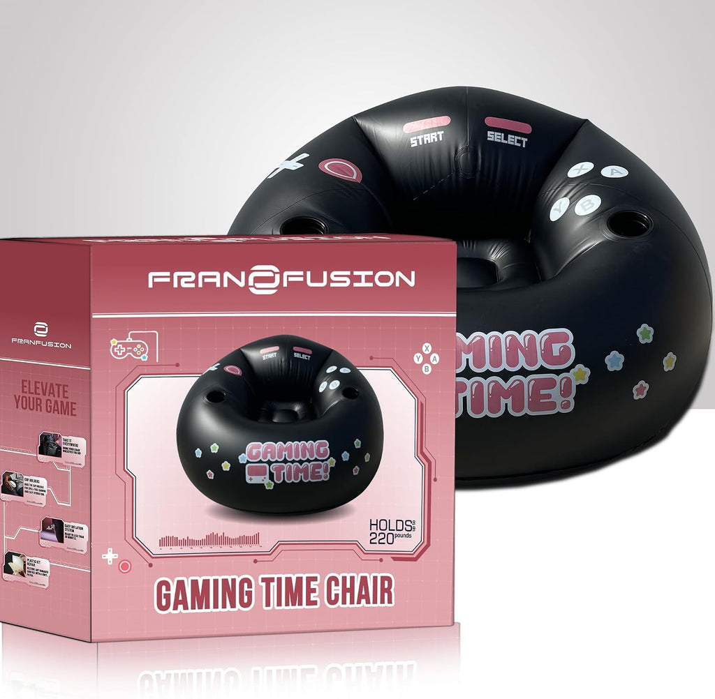 Inflatable Gaming Chair for Kids & Teens with Cup Holders and Side Pocket - This Air Gaming Bean Bag Chairs for kids is The Perfect Furniture for Gamer Room Decor - Perfect Gaming Stuff for boys 4-12