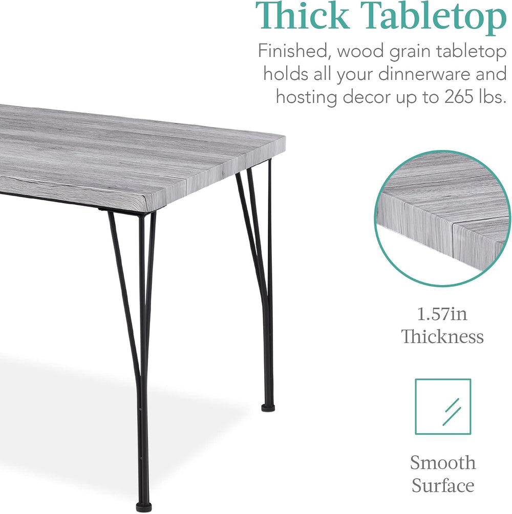 Best Choice Products 5-Piece Metal and Wood Indoor Modern Rectangular Dining ...
