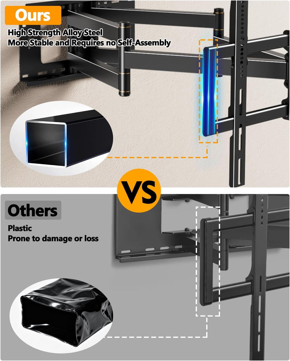 Heavy Duty XXL Long Arm TV Wall Mount for 55-120 inch Extra Large TVs | Holds...