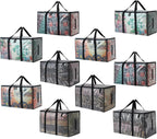 Heavy Duty 93L (24.5 Gallon) Stackable Storage Bins with Fully Openable Lids, Moving Bags Heavy Duty, Clear Plastic Totes for Moving Storage, Home Organization, Closet, Dorm Room. 10 pack
