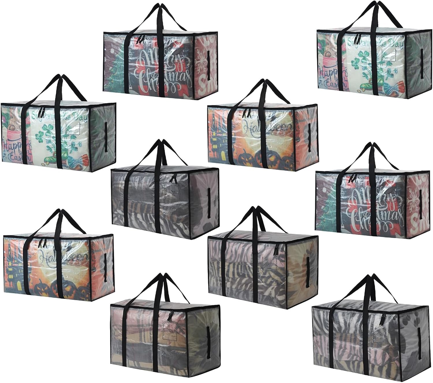 Heavy Duty 93L (24.5 Gallon) Stackable Storage Bins with Fully Openable Lids, Moving Bags Heavy Duty, Clear Plastic Totes for Moving Storage, Home Organization, Closet, Dorm Room. 10 pack