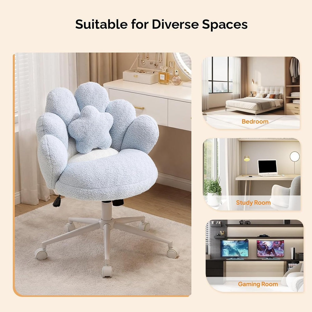 VINGLI Lovely Petal Vanity Desk Chair with Star Pillow, Height Adjustable Arm...