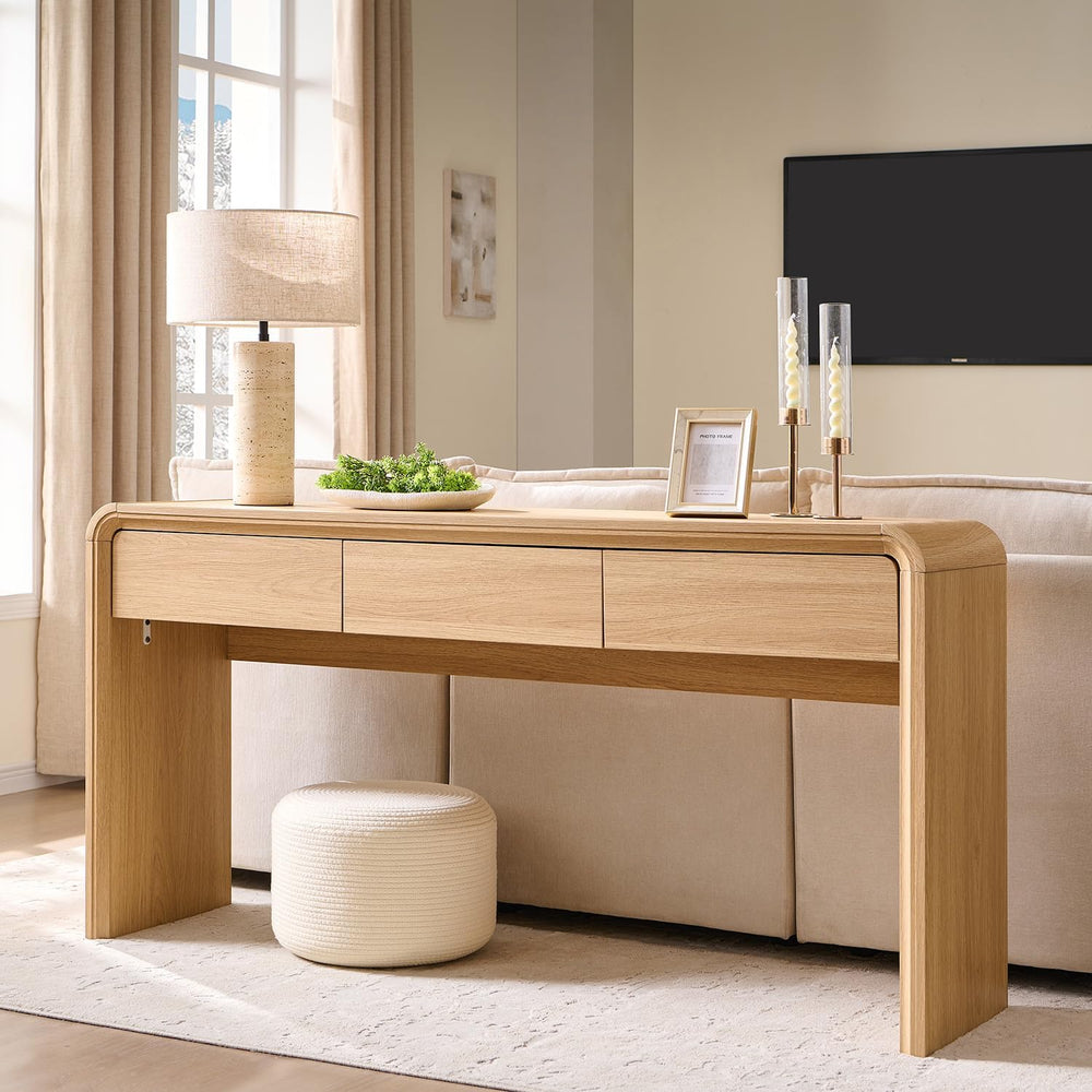 Aitjunz 63'' Console Table with 3 Drawers, Modern Entryway Table with...