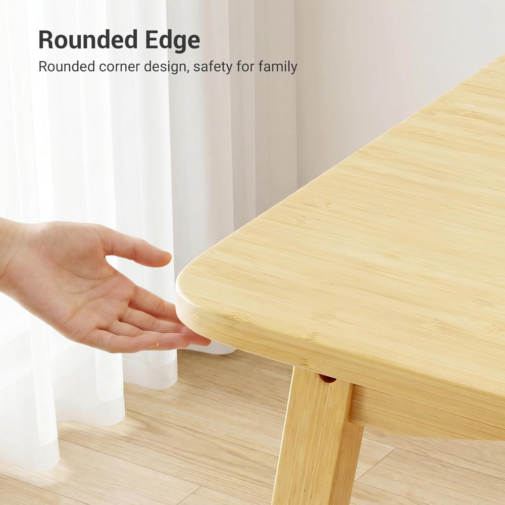Bamboo Dining Table, Small Kitchen Table for 2, 27.6" Square Dining Tabl...