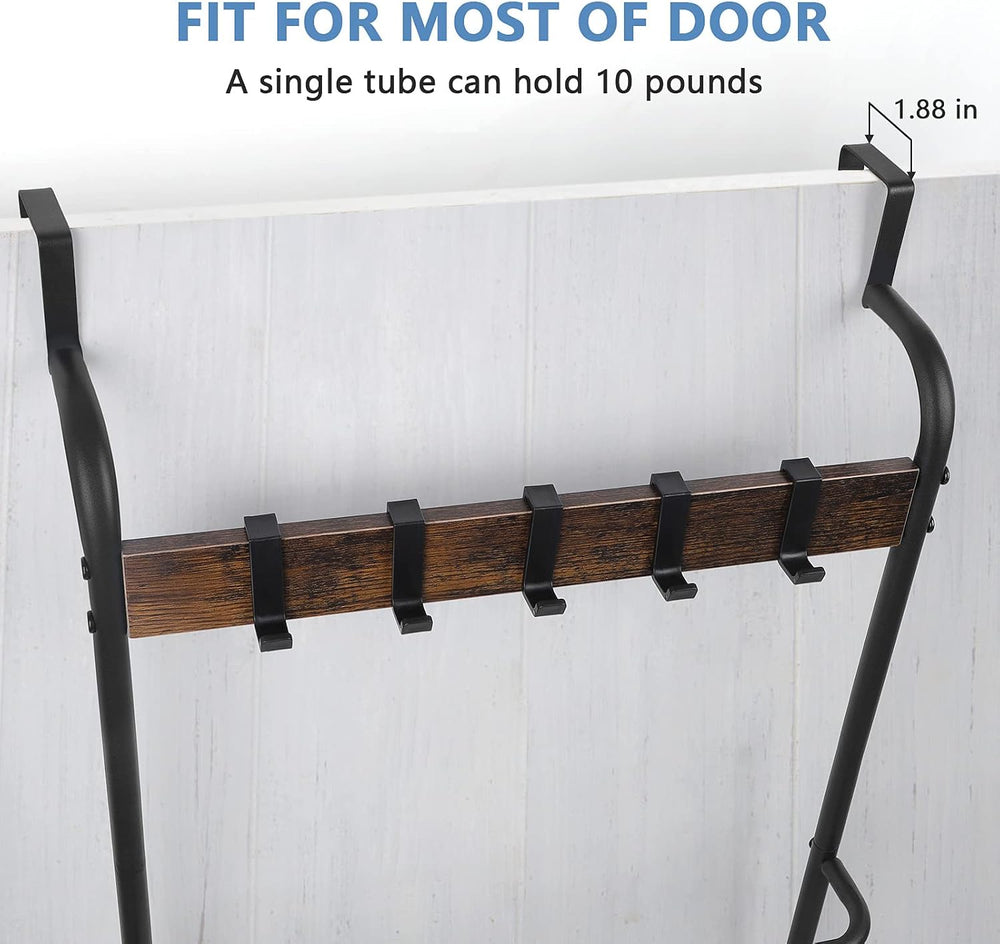 Over The Door Towel Rack Bathroom Behind Door Towel Holder with Hooks 5 Tier ...