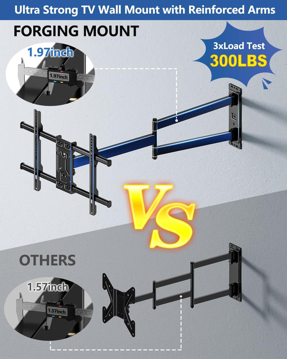 FORGING MOUNT Corner TV Wall Mount Long Arm TV Mount for 32-75 inch TVs | Sin...