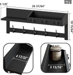 AMBIRD Wall Hooks with Shelf - 26.57" Entryway Wall Hanging Shelf Wood Coat Hooks and Key Holder (Black)