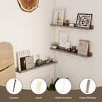 Axeman Floating Shelves for Wall - 24 Inch Picture Ledge Shelf Set of 2 - Rustic Picture Shelf for Wall with Ledge - Grey Floating Shelves with Lip - Photo Ledge Shelves for Pictures Nursery Books