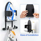 ORLESS Metal Large Ironing Board Holder Wall Mount, Ironing Board Hanger, Iron Board Holder, Iron Board Hook Wall Mount, for Laundry Rooms (Black)