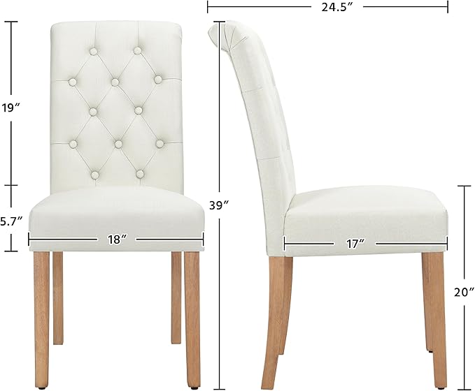 Yaheetech Dining Chairs Set of 4 Fabric Upholstered Dining Room Chairs with B...