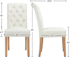 Yaheetech Dining Chairs Set of 4 Fabric Upholstered Dining Room Chairs with Button Tufted High Back and Solid Wood Legs for Kitchen/Living Room/Restaurant, Modern Style, Beige
