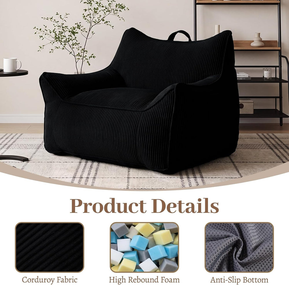 Vipbear Bean Bag Chair for Adults, Chair with Memory Foam | 35.5" Cordur...