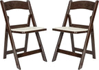Flash Furniture Hercules Commercial Indoor/Outdoor Folding Event Chair, Wood Look, Weather-Resistant, Lightweight Design, Versatile Use, Set of 2, Dark Brown