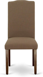 East West Furniture CAEN5-MAH-18 5 Piece Dinette Set Includes a Rectangle Dining Room Table and 4 Dark Coffee Linen Fabric Upholstered Parson Chairs, 36x60 Inch, Mahogany