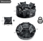 59" Oversized Round Chaise Lounge Chair Indoor with Throw Pillows | No Assembly Required, Corduroy Fabric, Plush Round Sleeper Lounge for Living Room Bedroom