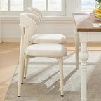 UVV Dining Chairs Set of 8, Metal Kitchen Chairs with Modern Fabric Upholstered for Dining Room, Beige