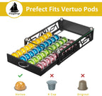 FlagShip Vertuo Pod Holder- Modern Glass Top Coffee Capsule Organizer & Space-Saving Pod Storage for Coffee Machines, Generous 40 Vertuo Pods Capacity