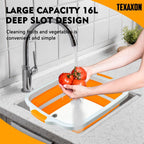 8L/16L BBQ Prep Tub with Cutting Board, Lid & Complimentary Mitts/Gloves – Collapsible Bucket for BBQ, Marinade, Picnic, Camping, Meat Prep – Orange/Black (Orange, X-Large)
