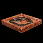Natural Travertine Marble Square Jewelry Tray, 4.9" – Decorative Stone Accessory Dish for Rings, Earrings, Necklaces, Perfume and Keys, Gift for Women (Red)