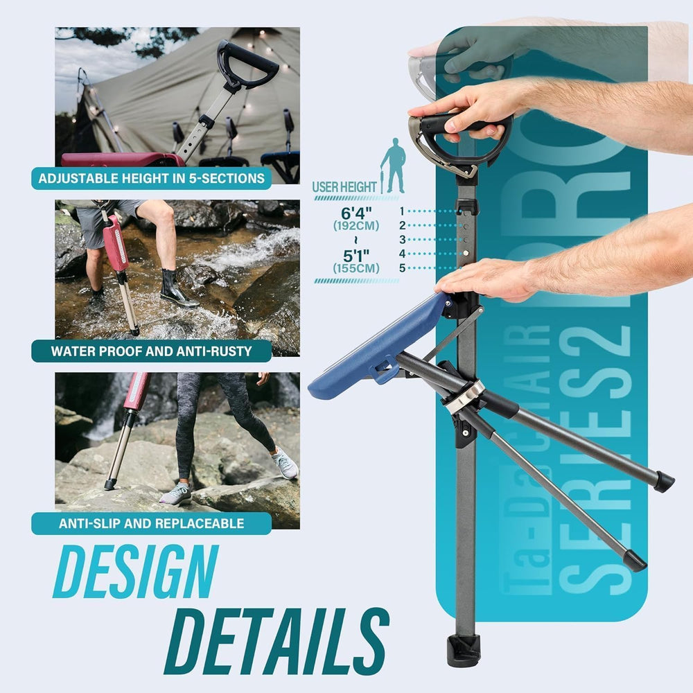 STEP2GOLD Ta-Da Chair Series 2 PRO, Portable Trekking Hiking Pole, Folding Wa...