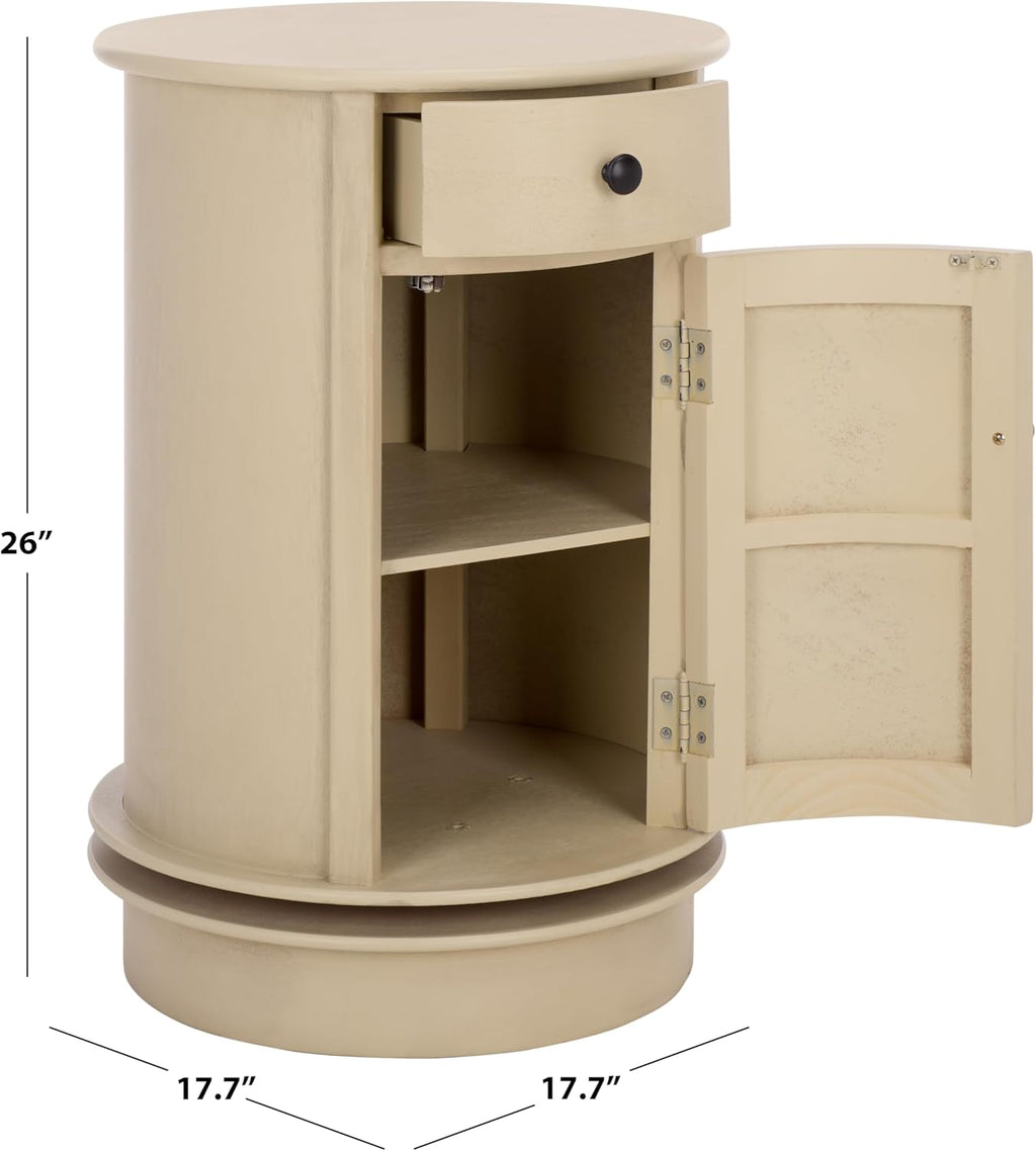 SAFAVIEH Furniture - Tabitha 1-Drawer Accent Table - Sand - Solid Wood - Farmhouse Storage Design - Ideal for Living Room, Entryway, Home Office, 17.7"W x 17.7"D x 26"H - Fully Assembled (AMH5712G)