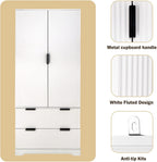 72" Fluted Kitchen Pantry Cabinet, Modern Storage Organizer with 2 Spacious Drawers & 8-Door Spice Racks, Freestanding MDF Cabinet for Kitchen, Bathroom